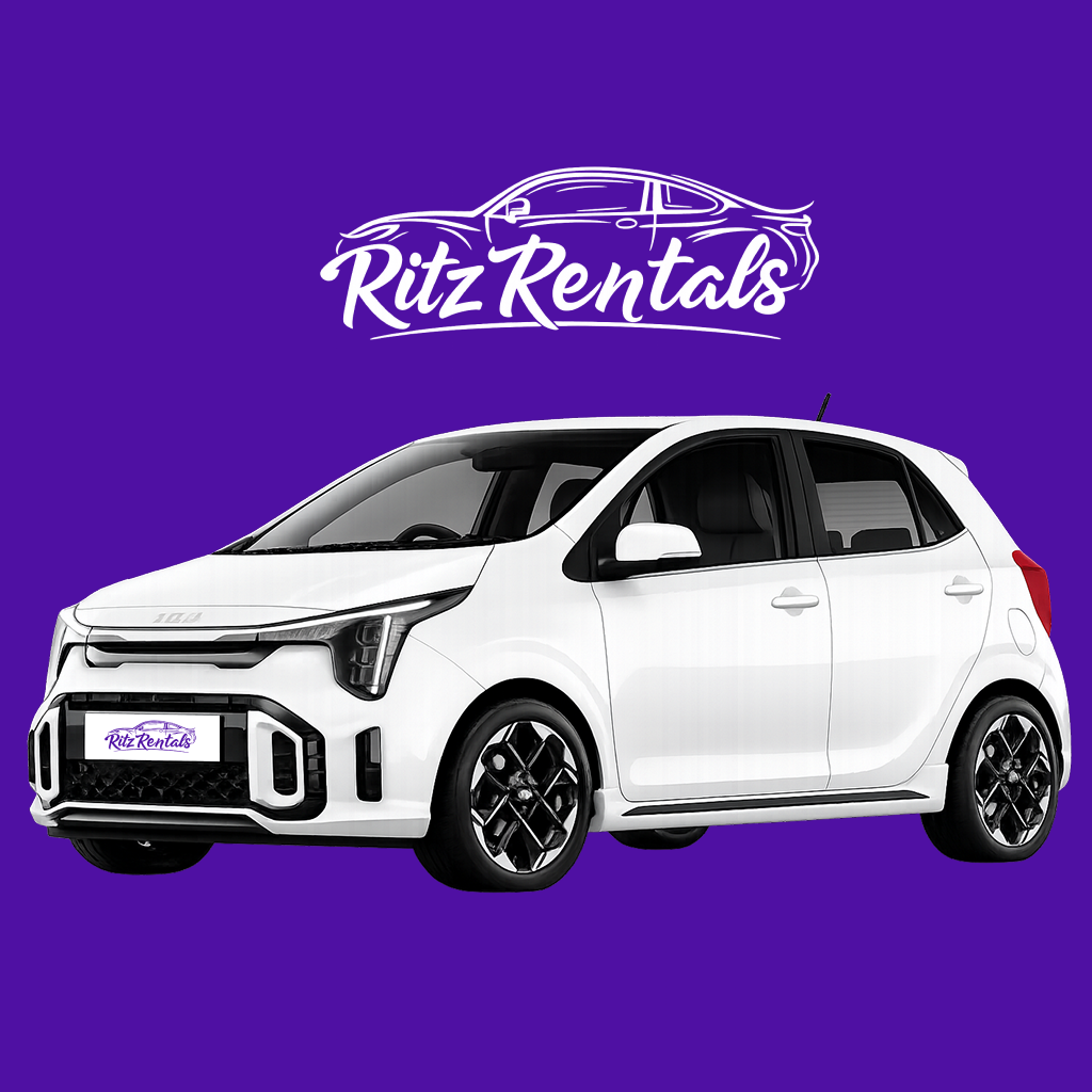 Kia Picanto 2025 hire car in Ritz Rentals branding